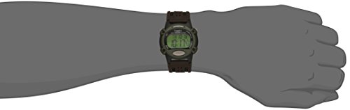 Timex Men's T48042 Expedition Full-Size Digital CAT Brown Nylon/Leather Strap Watch, Brown/Black/Green