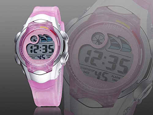 Cute Ohsen Wrist Watch Light Alarm Stopwatch Rubber Quartz Boy's Girls Wrist Watchwaterproof