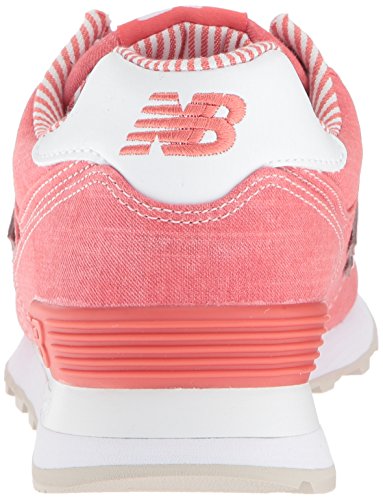 New Balance Women's 574 V2 Beach Chambray Sneaker, Spiced Coral/White, 7.5
