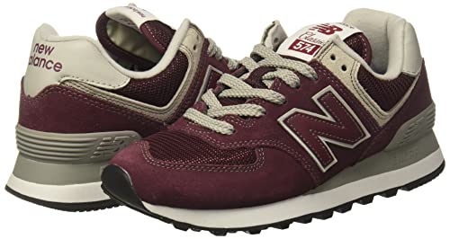 New Balance Women's 574 V2 Evergreen Sneaker, Burgundy/White, 9 Wide