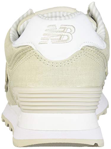 New Balance Women's 574 V2 Beach Chambray Sneaker, Moonbeam/White, 5.5 W US