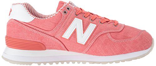 New Balance Women's 574 V2 Beach Chambray Sneaker, Spiced Coral/White, 5.5 W US
