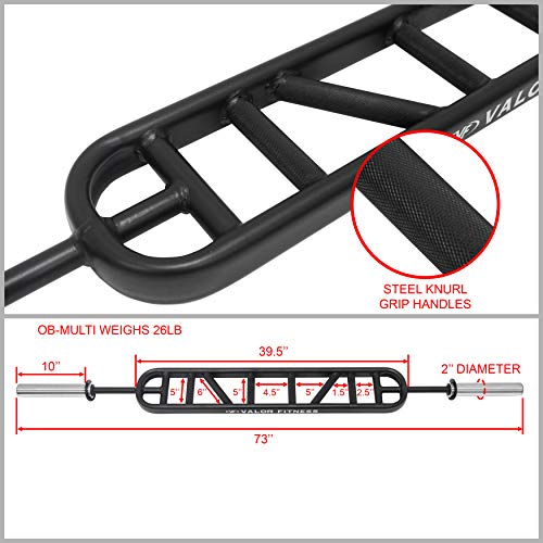 Valor Fitness OB-MULTI Multi-Grip Bar - Get a Complete Upper Body Workout and Reduce Shoulder and Wrist Strain with 6 Ergonomically Positioned Handles