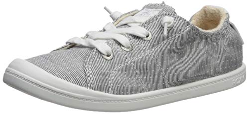 Roxy Women's Bayshore Slip On Sneaker Shoe, Grey/White, 7 Medium US
