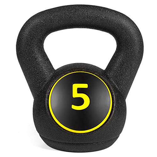 Best Choice Products 3-Piece HDPE Kettlebell Exercise Fitness Weight Set w/ 5lb, 10lb, 15lb Weights, Base Rack - Black