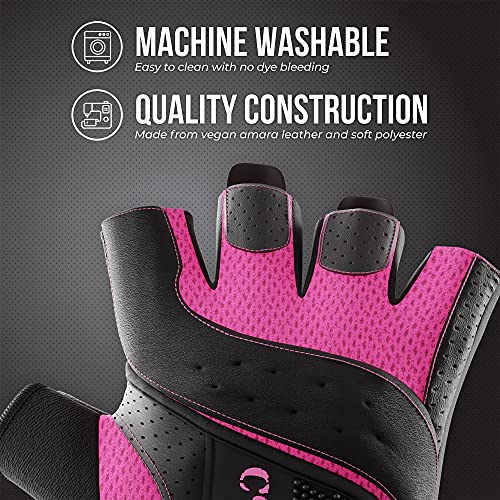 Pink Label Weight Lifting and Rowing Gloves for Women (Medium)