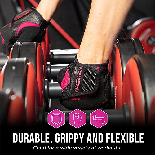 Pink Label Weight Lifting and Rowing Gloves for Women (Medium)