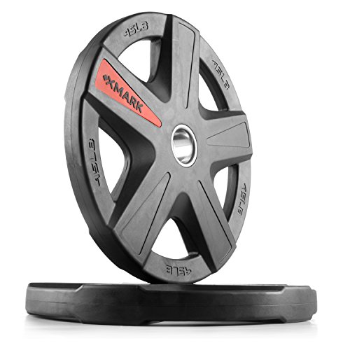 XMark TEXAS STAR 45 lb Pair Olympic Plates, Patented Design, One-Year Warranty, Olympic Weight Plates