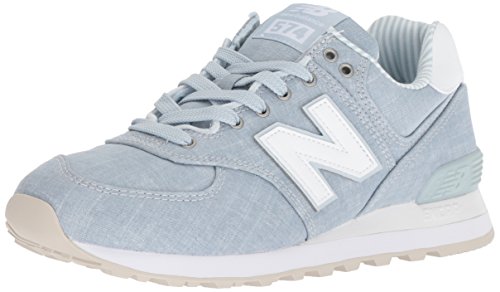 New Balance Women's 574 V2 Beach Chambray Sneaker, Light Porcelain Blue/White, 5.5 W US