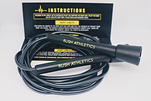 RUSH ATHLETICS Speed Rope Black - Best for Boxing MMA Cardio Fitness Training - Speed - Adjustable 10ft Jump Rope Sold