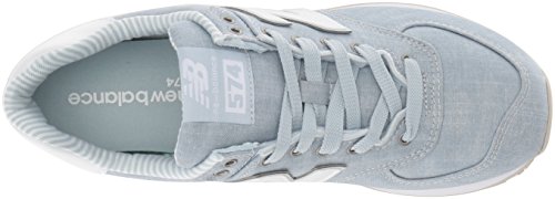 New Balance Women's 574 V2 Beach Chambray Sneaker, Light Porcelain Blue/White, 5.5 W US