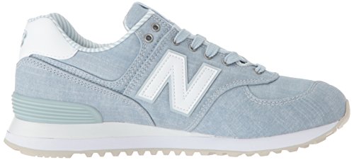 New Balance Women's 574 V2 Beach Chambray Sneaker, Light Porcelain Blue/White, 5.5 W US