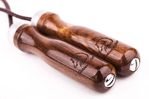 Jump Rope - Premium Jump Rope Golden Stallion for Genuine Jump Rope Workout Experience - Gain More Energy and Get Better Body Shape with Weighted Jump Rope - Wooden Handles - Adjustable Leather Jump Rope Ball Bearings - Ideal As a Crossfit Jump Rope - Max