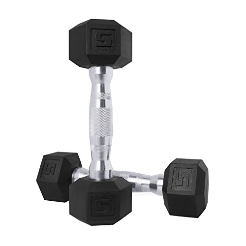 CAP Barbell SDPP-010 Color Coated Hex Dumbbell, Black, 5 pound, Pair