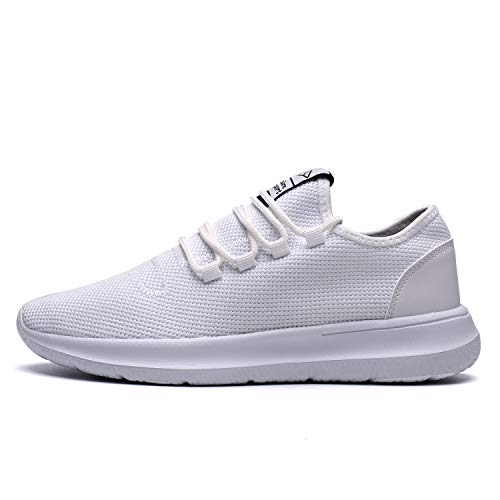 KEEZMZ Men's Running Shoes Fashion Breathable Sneakers Mesh Soft Sole Casual Athletic Lightweight (8, White)