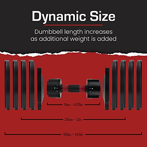 Core Fitness Adjustable Dumbbell Weight Set by Affordable Dumbbells - Adjustable Weights - Space Saver - Weights - Dumbbells for Your Home -