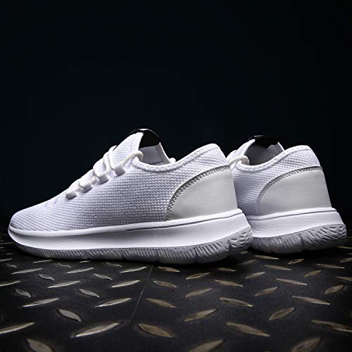 KEEZMZ Men's Running Shoes Fashion Breathable Sneakers Mesh Soft Sole Casual Athletic Lightweight (8, White)