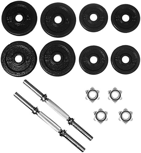 AmazonBasics Adjustable Barbell Lifting Dumbells Weight Set with Case - 38 Pounds, Black