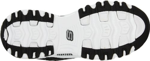 Skechers Sport Women's D'Lites Lace-Up Sneaker, Black/White, 8.5 M US