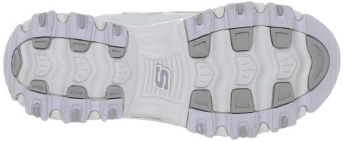 Skechers Sport Women's D'Lites Lace-Up Sneaker, White/Silver, 7 M US