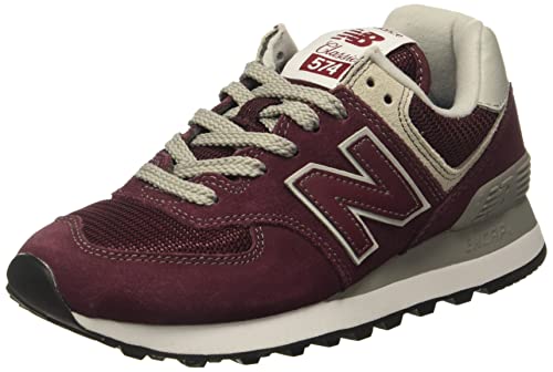 New Balance Women's 574 V2 Evergreen Sneaker, Burgundy/White, 7