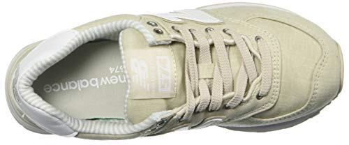 New Balance Women's 574 V2 Beach Chambray Sneaker, Moonbeam/White, 7
