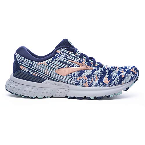 Brooks Womens Adrenaline GTS 19 Running Shoe - Navy/Coral/Ice - B - 5.0