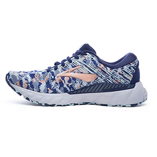 Brooks Womens Adrenaline GTS 19 Running Shoe - Navy/Coral/Ice - B - 5.0