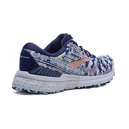 Brooks Womens Adrenaline GTS 19 Running Shoe - Navy/Coral/Ice - B - 5.0