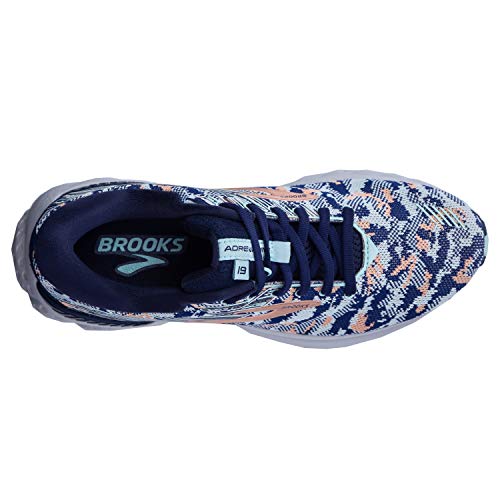 Brooks Womens Adrenaline GTS 19 Running Shoe - Navy/Coral/Ice - B - 5.0