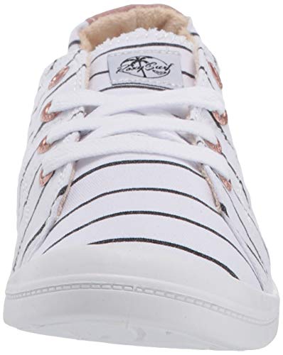 Roxy Women's Bayshore Slip on Sneaker Shoe, White/Stripe, 5