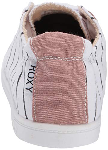 Roxy Women's Bayshore Slip on Sneaker Shoe, White/Stripe, 6.5