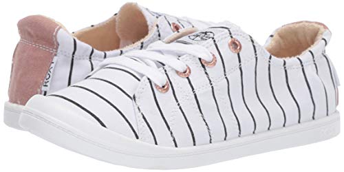 Roxy Women's Bayshore Slip on Sneaker Shoe, White/Stripe, 5