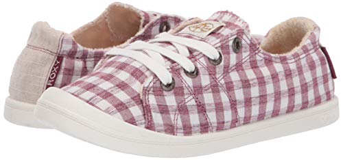 Roxy Women's Bayshore Slip On Sneaker Shoe, Gingham Raspberry, 6.5 Medium US