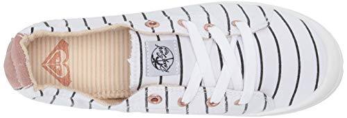 Roxy Women's Bayshore Slip on Sneaker Shoe, White/Stripe, 6.5