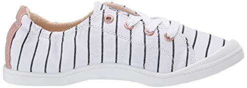 Roxy Women's Bayshore Slip on Sneaker Shoe, White/Stripe, 6.5