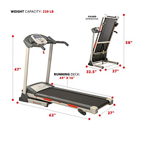 Sunny Health & Fitness Exercise Treadmills, Motorized Running Machine for Home with Folding, Easy Assembly, Sturdy, Portable and Space Saving - SF-T7603