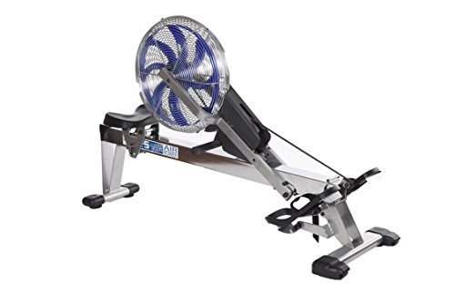Stamina 35-1405 ATS Air Rower 1405 Rowing Machine, Air Resistance, LCD Fitness Monitor, Folding and Built-in Wheels, Chrome/Blue/Black