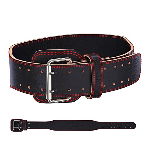ProFitness Weight Lifting Belt (4 Inchs Wide) - Comfortable & Durable Pre Broken-in Genuine Leather - Great Lower Back & Lumbar Support for Squats, Deadlifts, Gym Workouts - for Men & Women