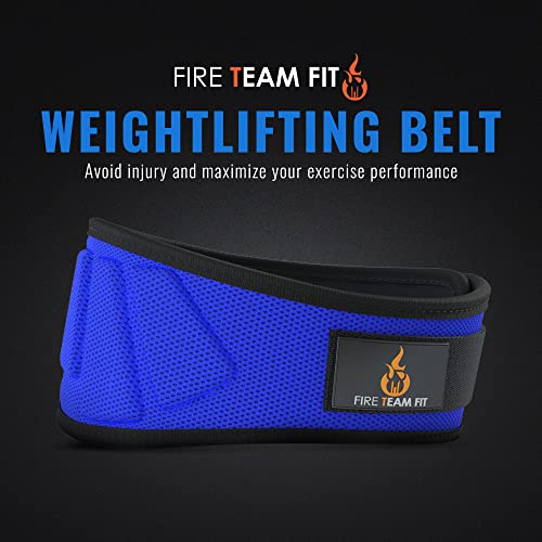 Fire Team Fit Weight Lifting Belt for Men and Women, 6 Inch, Bodybuilding & Fitness Back Support for Cross Training Workout, Squats, Lunges (27" - 32" Around Navel, X-Small, Blue)