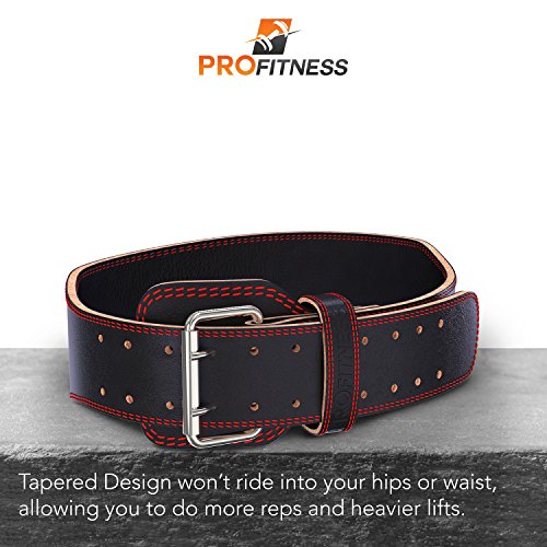 ProFitness Weight Lifting Belt (4 Inchs Wide) - Comfortable & Durable Pre Broken-in Genuine Leather - Great Lower Back & Lumbar Support for Squats, Deadlifts, Gym Workouts - for Men & Women