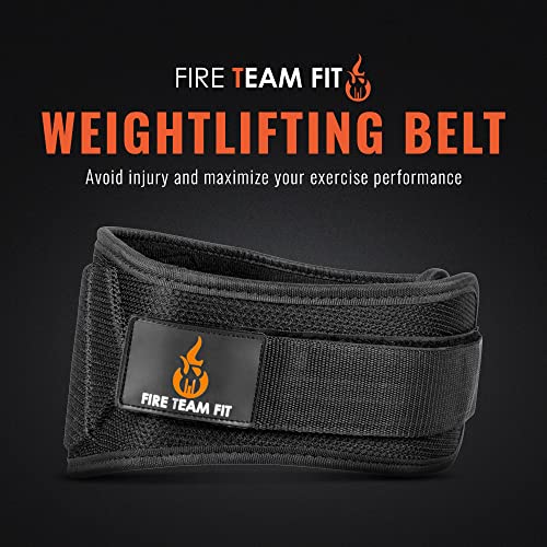 Fire Team Fit Weightlifting Belt, Weight Belt, Weight Lifting Belt for Men and Women, 6 Inch, Back Support for Lifting, Squat and Deadlifting Workout Belt (Black, 32" - 38" Around Navel, Medium)