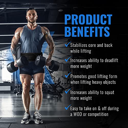 Fire Team Fit Weight Lifting Belt for Men and Women, 6 Inch, Bodybuilding & Fitness Back Support for Cross Training Workout, Squats, Lunges (27" - 32" Around Navel, X-Small, Blue)