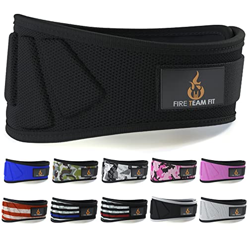Fire Team Fit Weightlifting Belt, Olympic Lifting, for Men and Women, 6 Inch, Back Support for Lifting (Black, 30" - 34" Around Navel, Small)