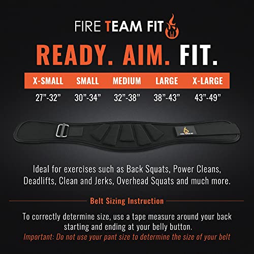 Fire Team Fit Weightlifting Belt, Weight Belt, Weight Lifting Belt for Men and Women, 6 Inch, Back Support for Lifting, Squat and Deadlifting Workout Belt (Black, 32" - 38" Around Navel, Medium)