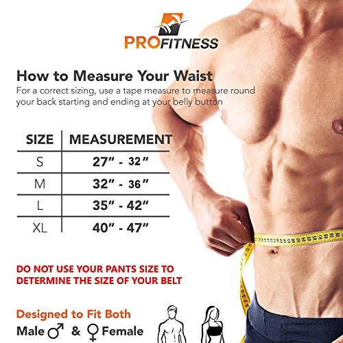 ProFitness Weight Lifting Belt (4 Inchs Wide) - Comfortable & Durable Pre Broken-in Genuine Leather - Great Lower Back & Lumbar Support for Squats, Deadlifts, Gym Workouts - for Men & Women