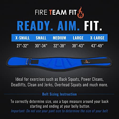 Fire Team Fit Weightlifting Belt, Weight Belt, Weight Lifting Belt for Men and Women, 6 Inch, Back Support for Lifting, Squat and Deadlifting Workout Belt (Blue, 38" - 43" Around Navel, Large)