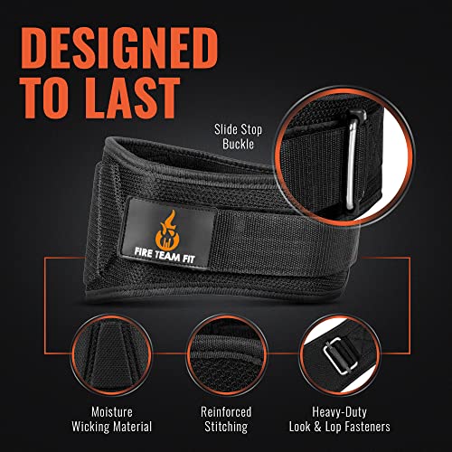 Fire Team Fit Weight Lifting Belt for Men and Women, 6 Inch, Bodybuilding & Fitness Back Support for Cross Training Workout, Squats, Lunges, and Deadlift… (38" - 43" Around Navel, Large, Black)