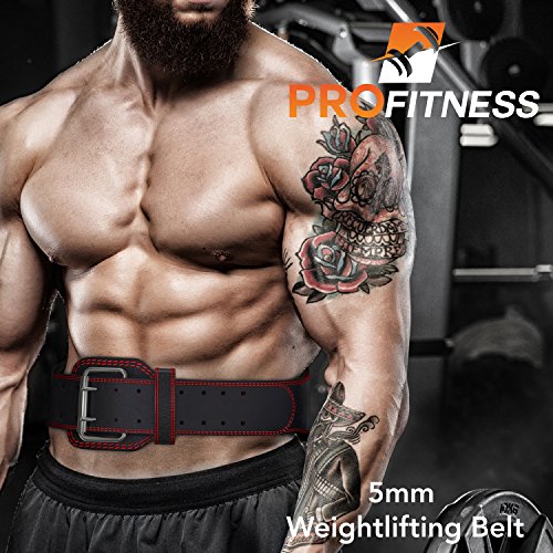 ProFitness Weight Lifting Belt (4 Inchs Wide) - Comfortable & Durable Pre Broken-in Genuine Leather - Great Lower Back & Lumbar Support for Squats, Deadlifts, Gym Workouts - for Men & Women