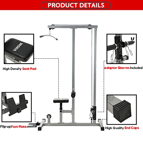 Vanswe LAT Pulldown Low Row Cable Pull Down Machine Removable Front Steel Foot Rest